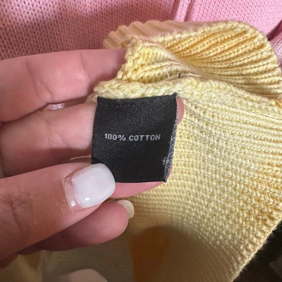 Metric Knits Pink White Yellow Tie Dye Ombre Knit Hoodie Pullover Size Medium - Picture 5 of 9